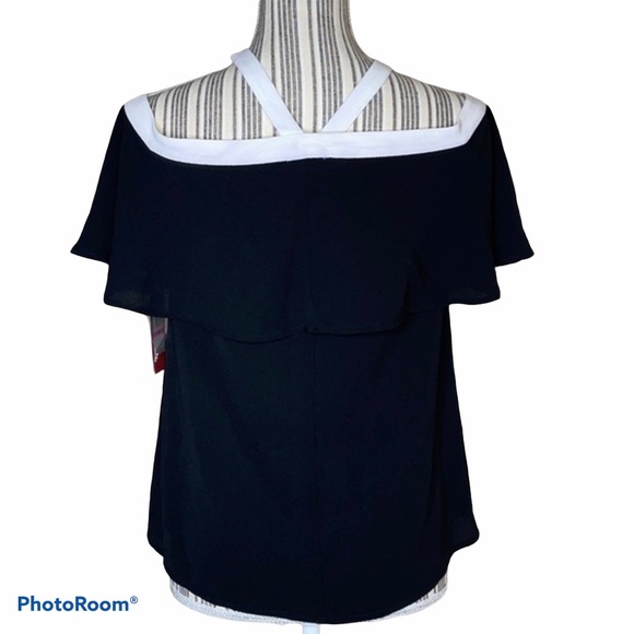 NWT Vince Camuto Colorblock Halter Blouse XS - Picture 3 of 13